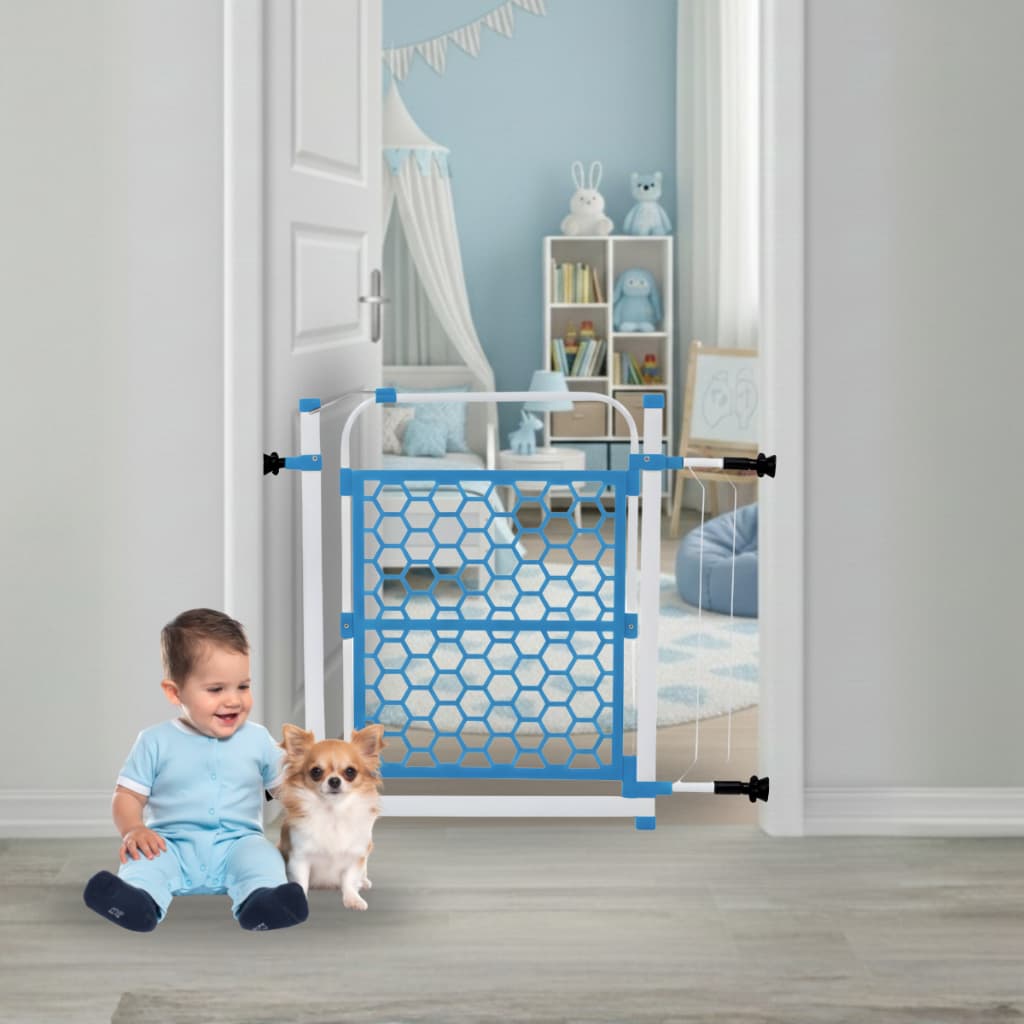Portão Pet Colorido Grade Para Cachorro 78cm A 83cm Cercado de Proteção Azul