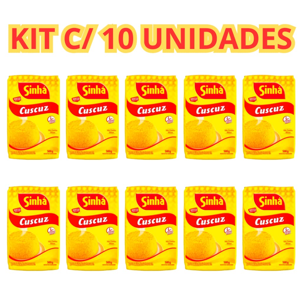 Kit 10 Cuscuz Farinha De Milho Flocada Cuscuz Sinhá 500g Cd