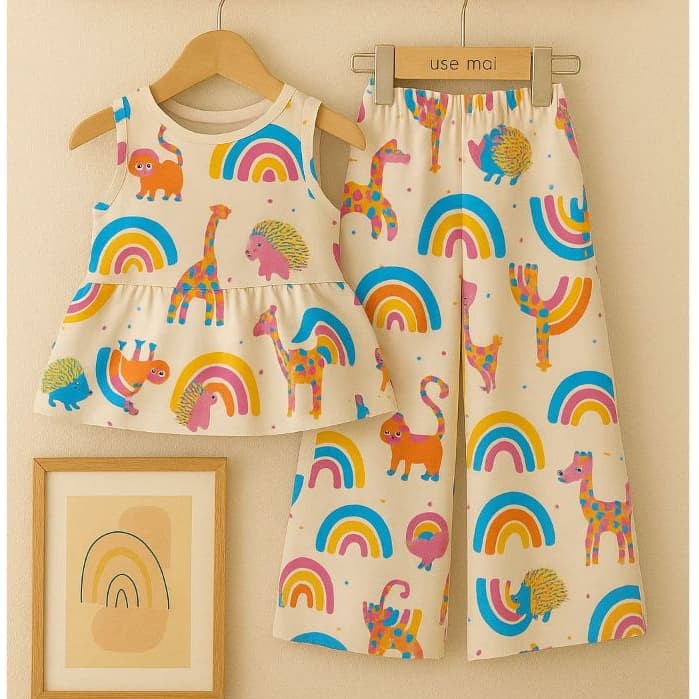 Roupa Infantil Menina Festa 2 anos a 12 anos - Blusa Babado + Calça Foral Pantacout