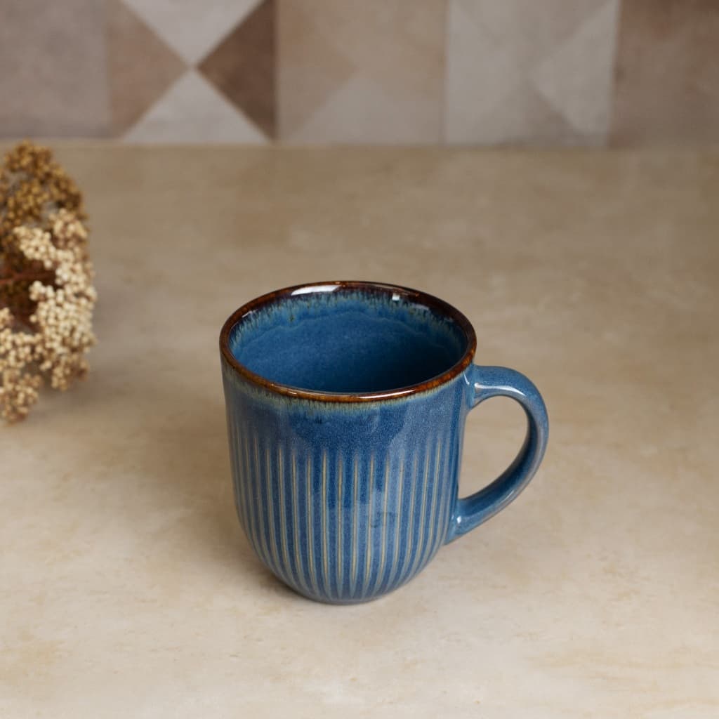 Caneca de Cerâmica Linear Azul Lyor 380ml