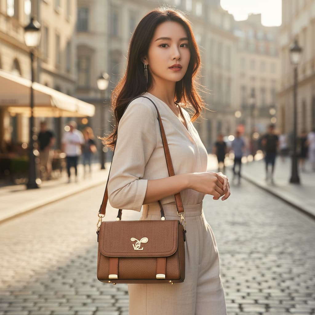 Bolsa Feminina Layton Vivian Transversal e de Mão Elegante Estruturada para Trabalho e Festa