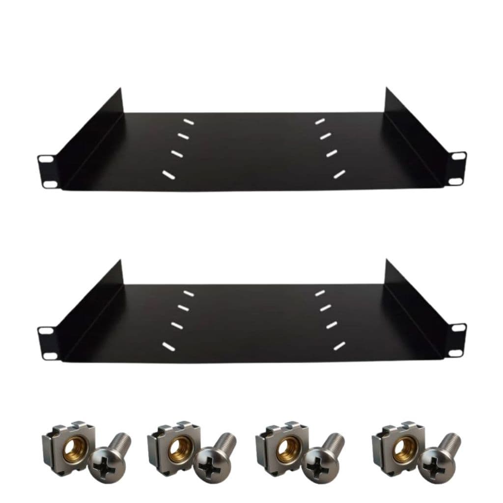Kit Combo 2 Bandejas Fixação Frontal Rack Padrão 19 250mm C/ Porca Gaiola