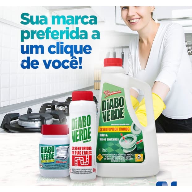 Diabo Verde Desentupidor de Vaso e Ralos + Limpa Forno