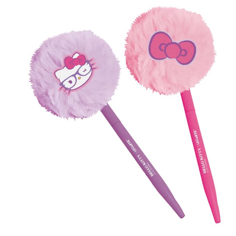 Caneta Esferográfica 1.0 mm Hello Kitty com Pompom (Lilás e Rosa) - Leonora