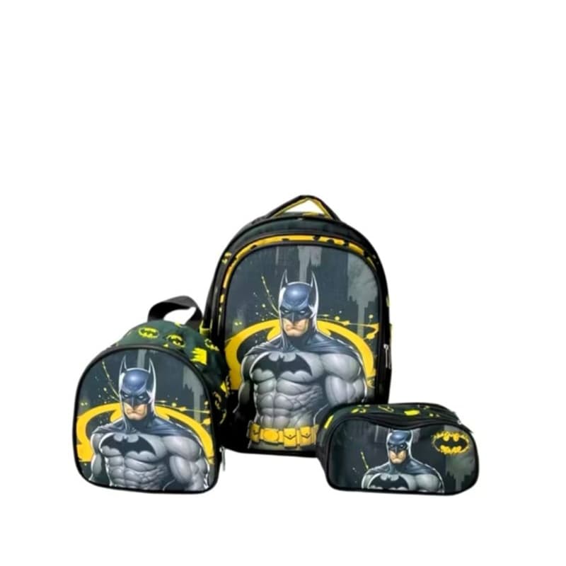 KIT MOCHILA INFANTIL DE COSTAS BATMAN/MOCHILA LANCHEIRA TÉRMICA ESTOJO/MOCHILA PARA MENINA E MENINO/MOCHILA BATMAN 2026