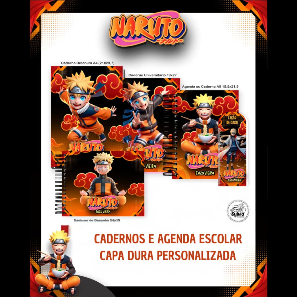 Caderno Naruto Capa Personalizada • Brochura, Universitário e Agenda A5