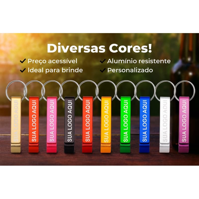 Chaveiro Abridor de Garrafa Personalizado a Laser | Kit 12 Unidades  | Brinde Corporativo, Casamento, Empresa |
