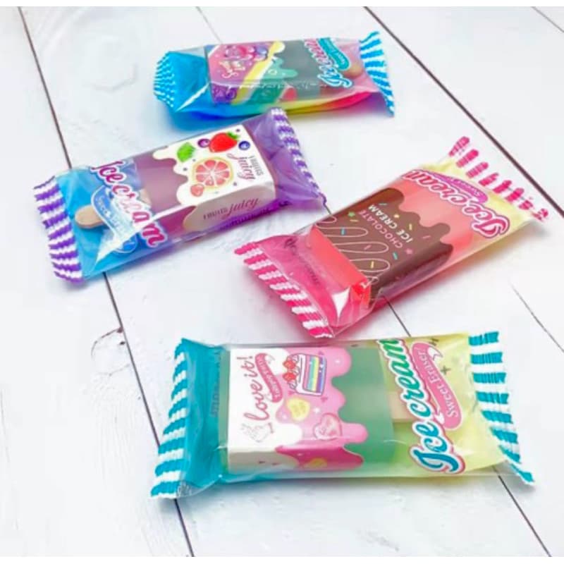 Borracha Picolé Sorvete Escolar kit com 03 unidades Papelaria Fofa