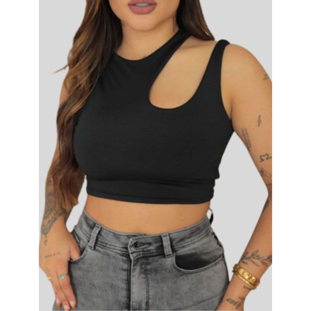 Kit 2 Cropped Feminino Suplex Dupla Alça Gota Forro Duplo Conforto
