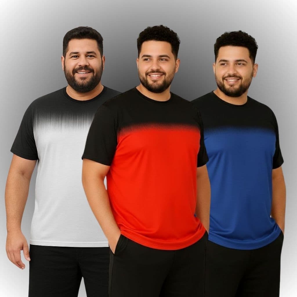 KIT3 Camiseta/Camisa Plus G1-G2-G3 Dry fit  Masculina  Respiravel Para Academia Treino Confortável