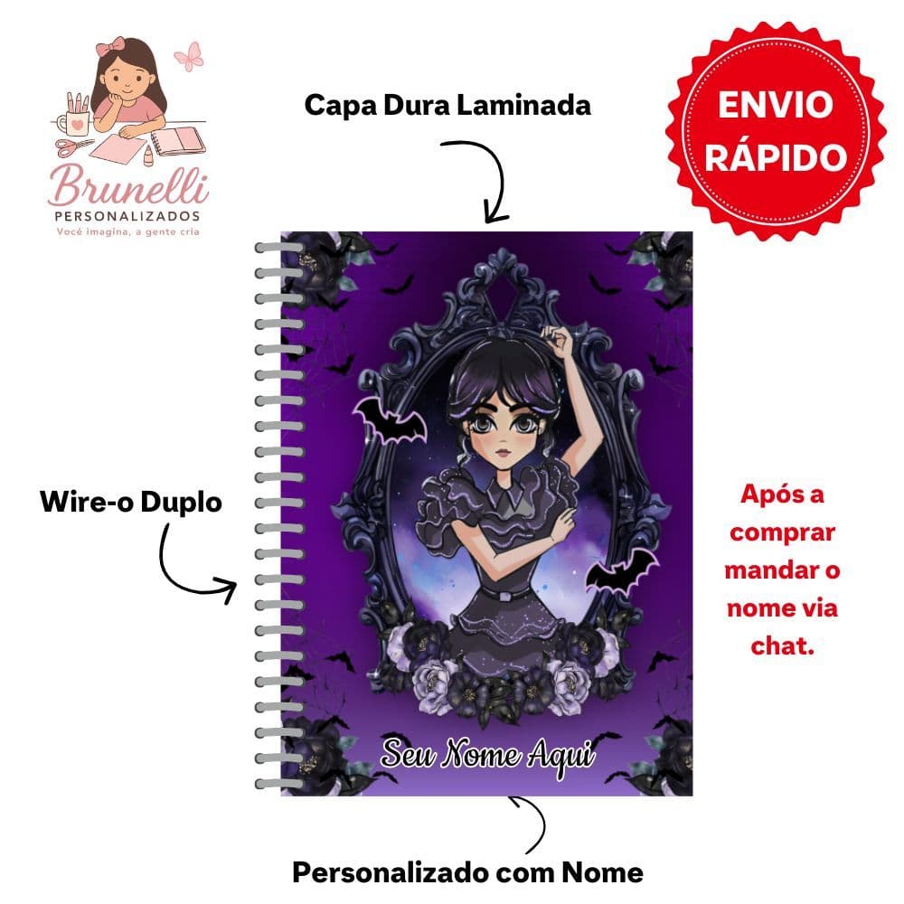 Caderno 10 Matérias Wandinha Personalizado