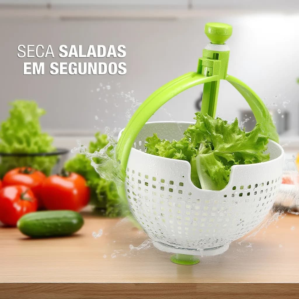 Peneira Plástica Escorredor Secador Centrifuga de Saladas Frutas Alimentos