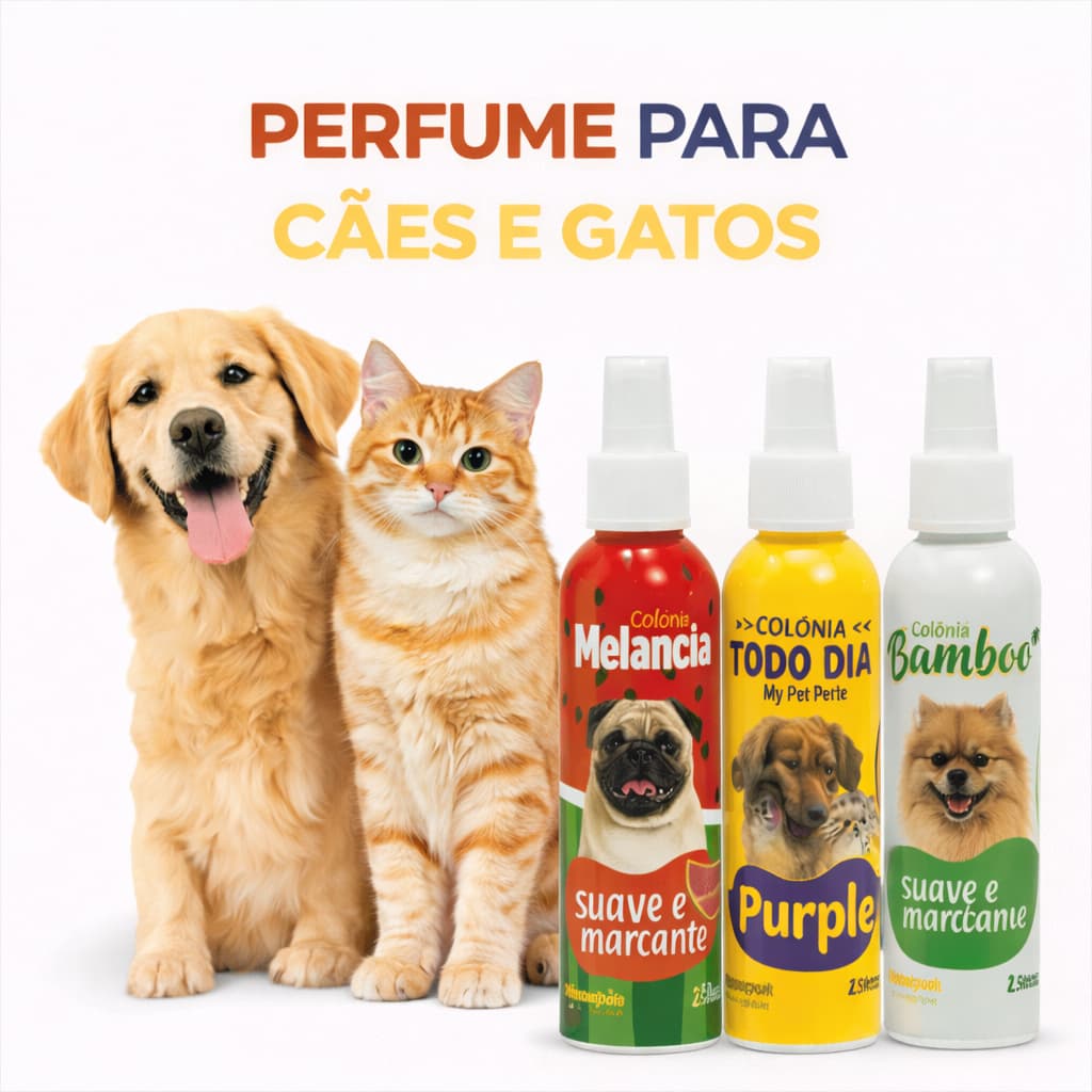 Perfume para Cachorro Gato premium de Alta Fixação - Brincalhão 50ml e 120 ml