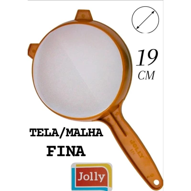 PENEIRA COADOR JOLLY 19 CM TELA/MALHA FINA IDEAL PARA FARINHAS E SUCOS SEM FIAPOS . .