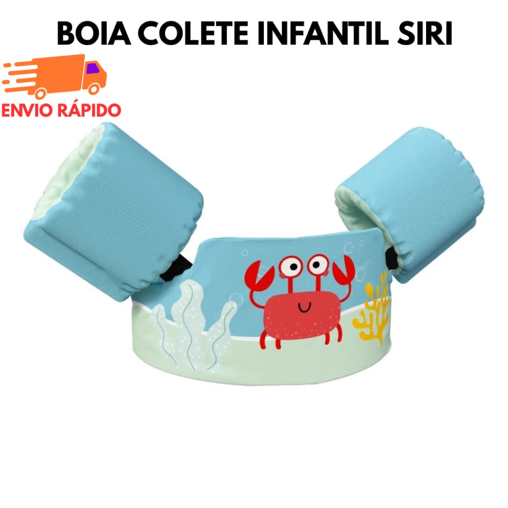 Boia Colete Infantil Siri com Braços Flutuador Segurança para Crianças até 25kg Piscina e Praia