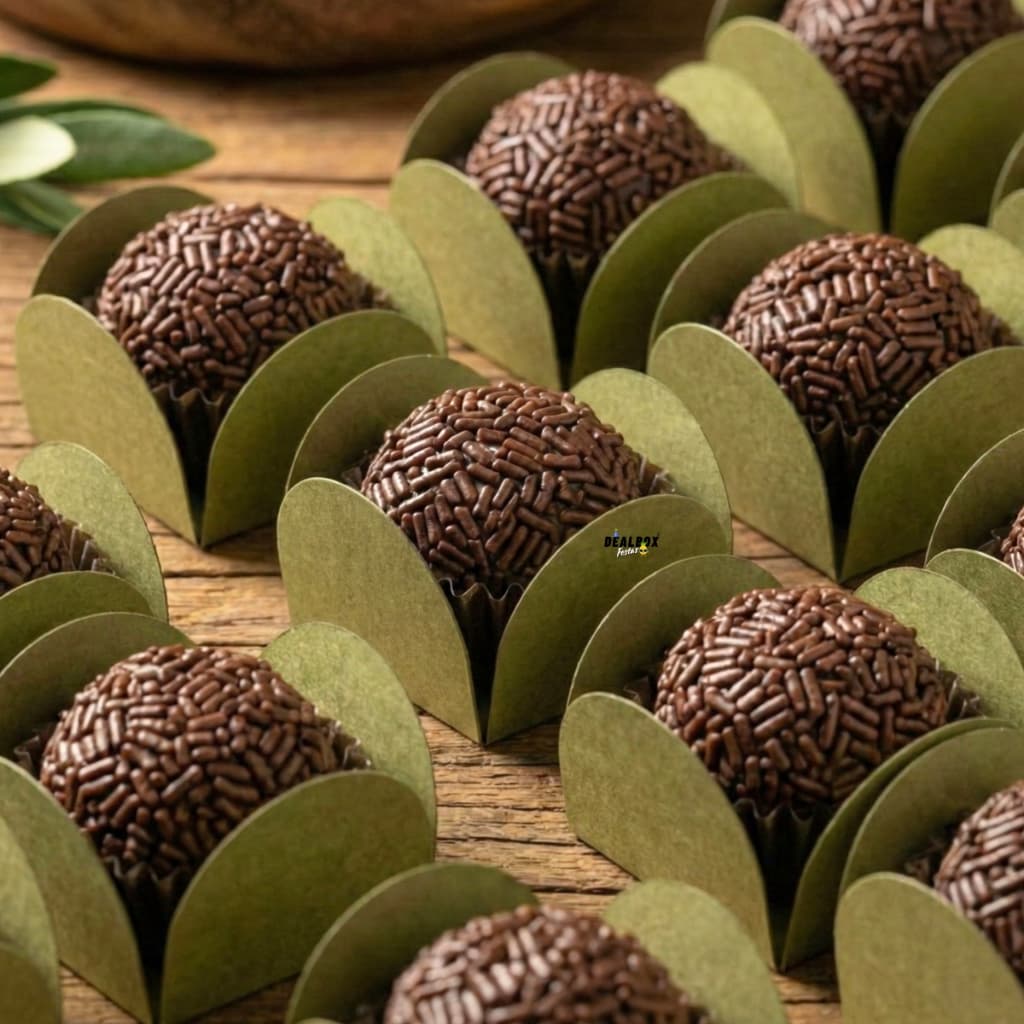 50-400 Forminha 4 Pétalas 3,3x3,3x2,5 Brigadeiro Festa Aniversário Porta Docinhos Oliva Terracota