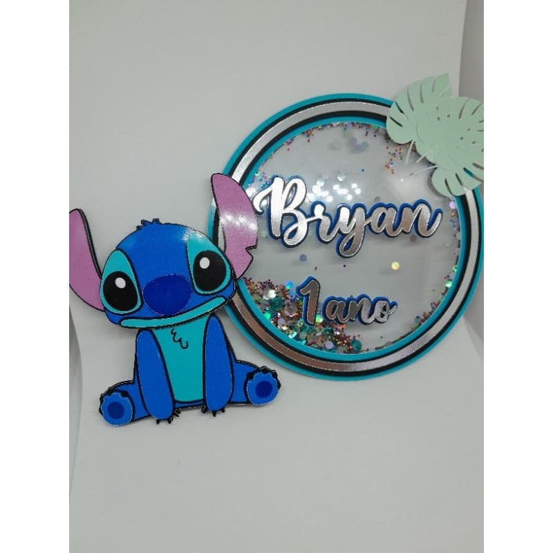 Topo de Bolo Shaker LUXO em círculo personagens Nome Personalizado festa aniversário criativo