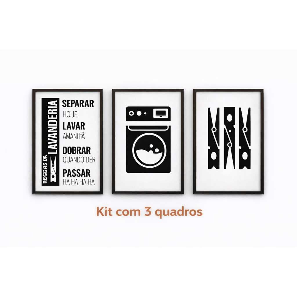 kit c/3 Placas Decorativas Para Lavanderia, c/ Fita Dupla Face