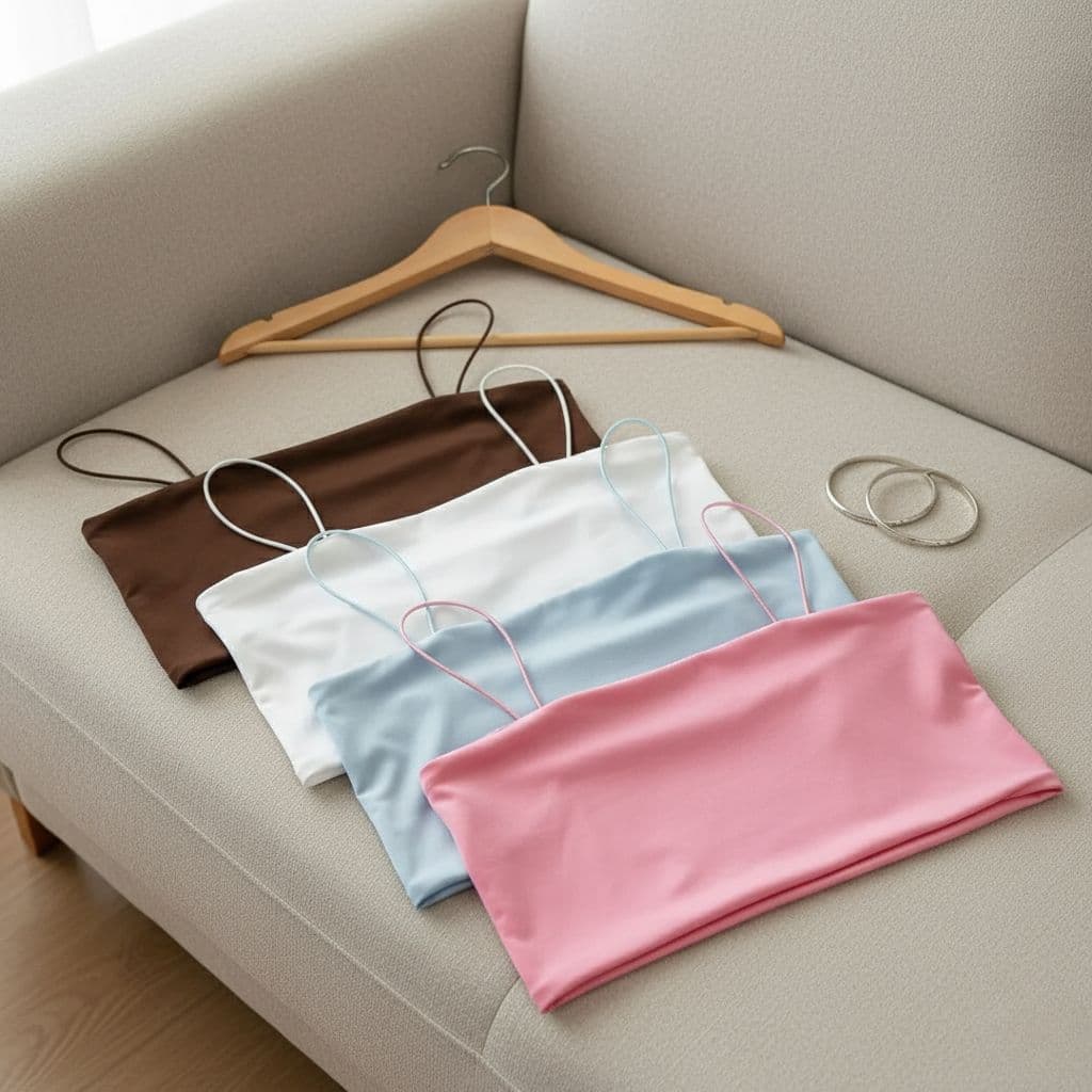 Kit 4 Top Cropped Faixa Cores Sortidas Feminino Suplex Forro Duplo Verão Alça Fina