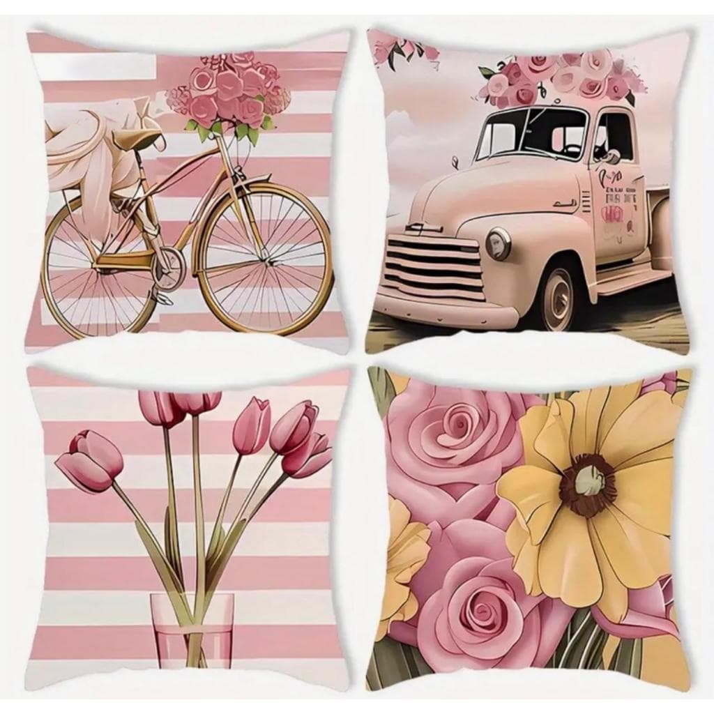 KIT DE CAPAS DE ALMOFADAS FLORAL E TULIPAS,IDEAL PARA A DECORAÇÃO - TAMANHO 45X 45