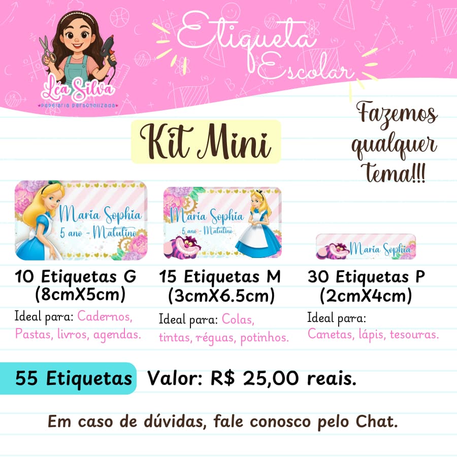 Etiqueta Escolar 2026 - Personalizadas e realizamos qualquer tema de sua preferência - Etiquetas escolares