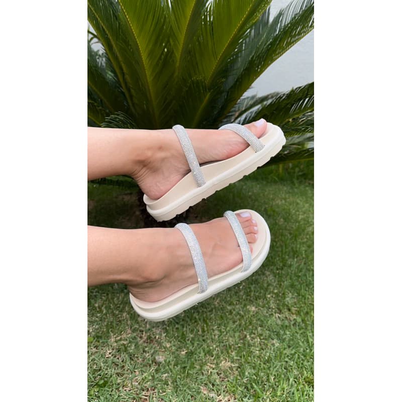 Papete de tira com strass off white