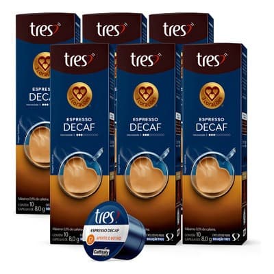20x Cápsulas de Café Espresso Descafeinado 3 Três Corações DECAF intensidade 4 - Envio Imediato