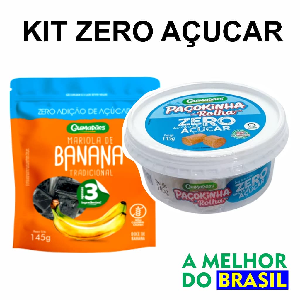 KIT ZERO AÇUCAR PAÇOCA + MARIOLA DE BANANA COM 145G CADA UNI