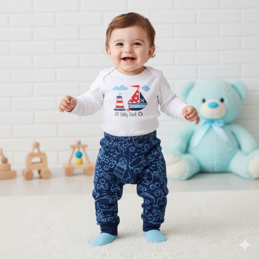Conjunto Body Infantil Menino Manga Longa Varias Estampas Baby Duck