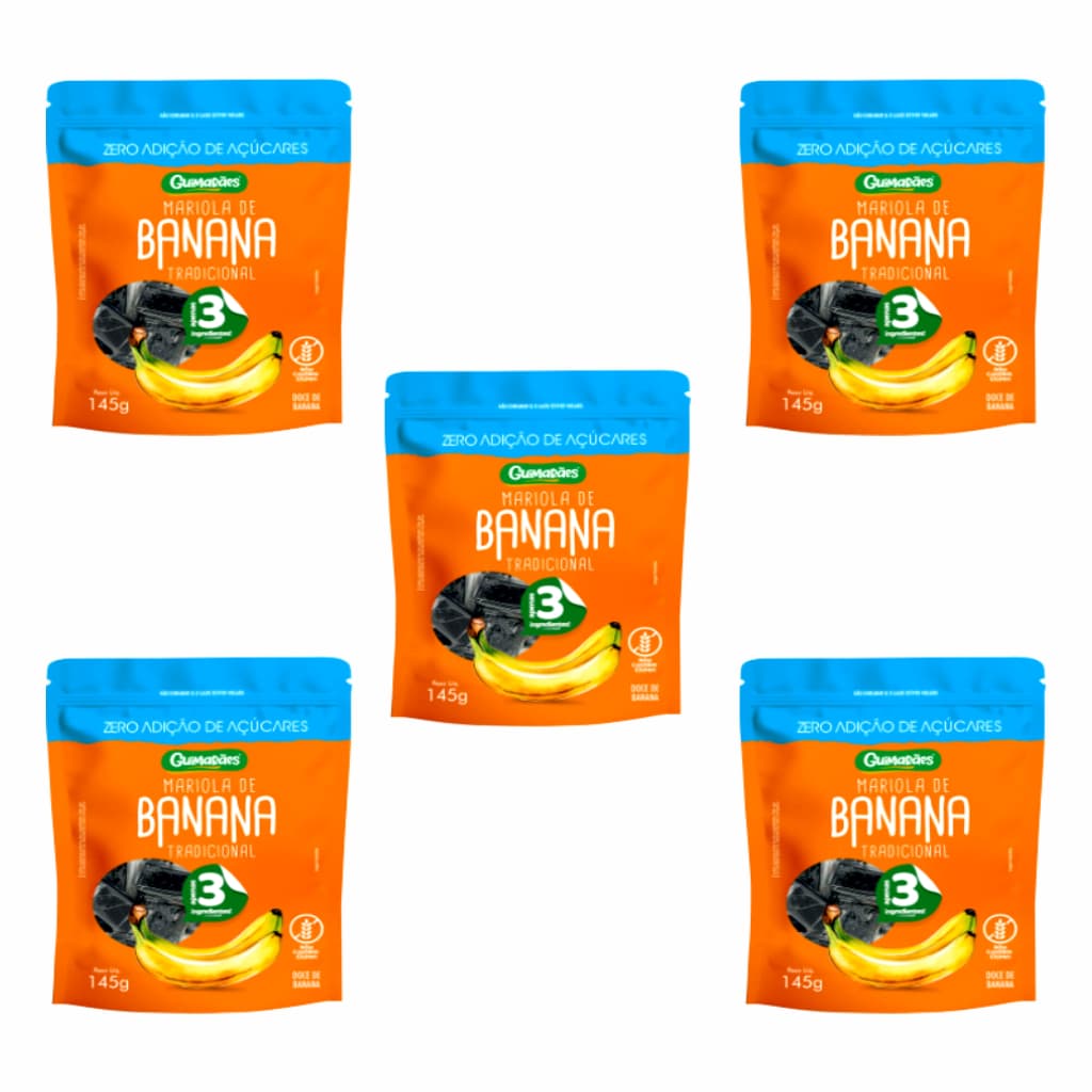 KIT 5 MARIOLA DE BANANA ZERO AÇUCAR COM 145G O LEGITIMO