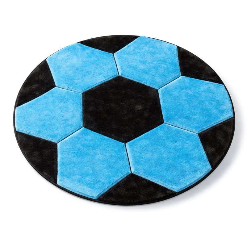 Tapete Redondo Infantil Menino Bola de Futebol Pelúcia Super Antiderrapante Grande