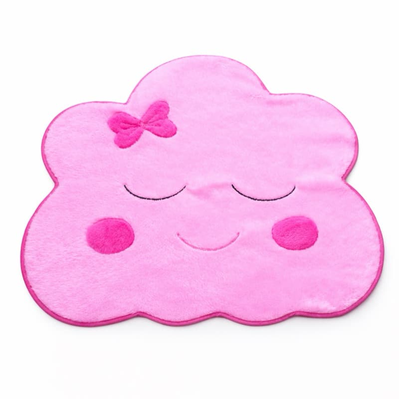 Tapete Redondo Infantil Menina Nuvem Rosa Pelúcia Super Antiderrapante
