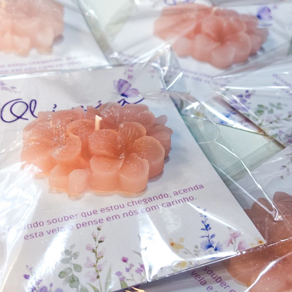 Vela Perfumada Para Lembrancinha Chá de Bebê Em Formato de Flores Cera Vegetal Vários Aromas