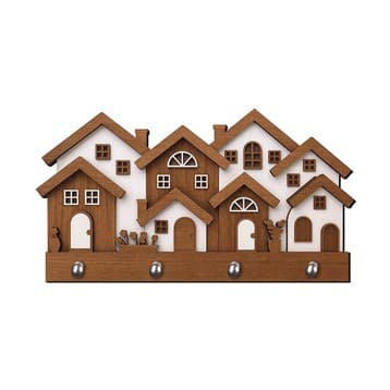 Porta-chaves Decorativo de Parede 2D com Efeito 3D - Casinhas Utilidades Vilarejo Enfeite Casa