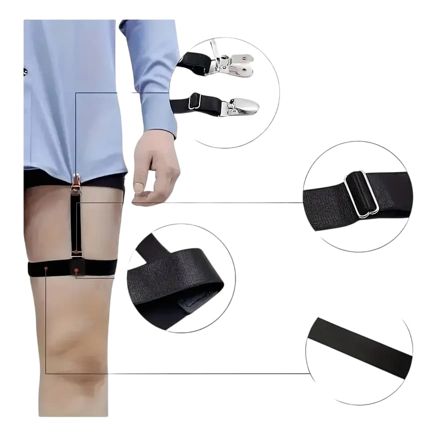 Suspensório Segura Camisa Elástico com Presilhas Firmes