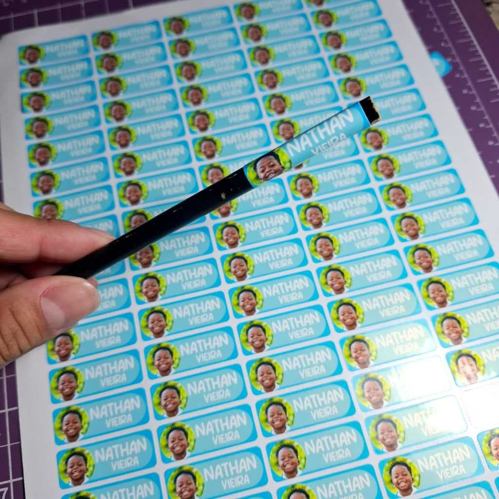 ENVIO IMEDIATO-Etiqueta Escolar Personalizada com Nome e Foto – Kit 90 Unidades - Volta às aulas