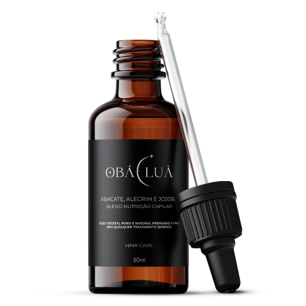 Blend Nutrição e Crescimento Capilar OBÁ LUÀ Jojoba, Alecrim e Abacate - Óleos Vegetais Puros - Uso Capilar
