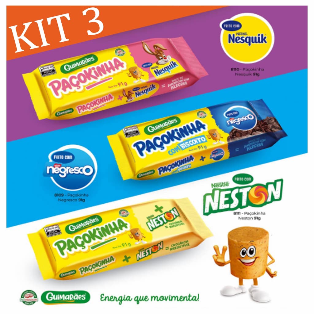 KIT 3 PACOTES DE PAÇOQUINHAS A MELHOR DO BRASIL A LEGITIMA ORIGINAL