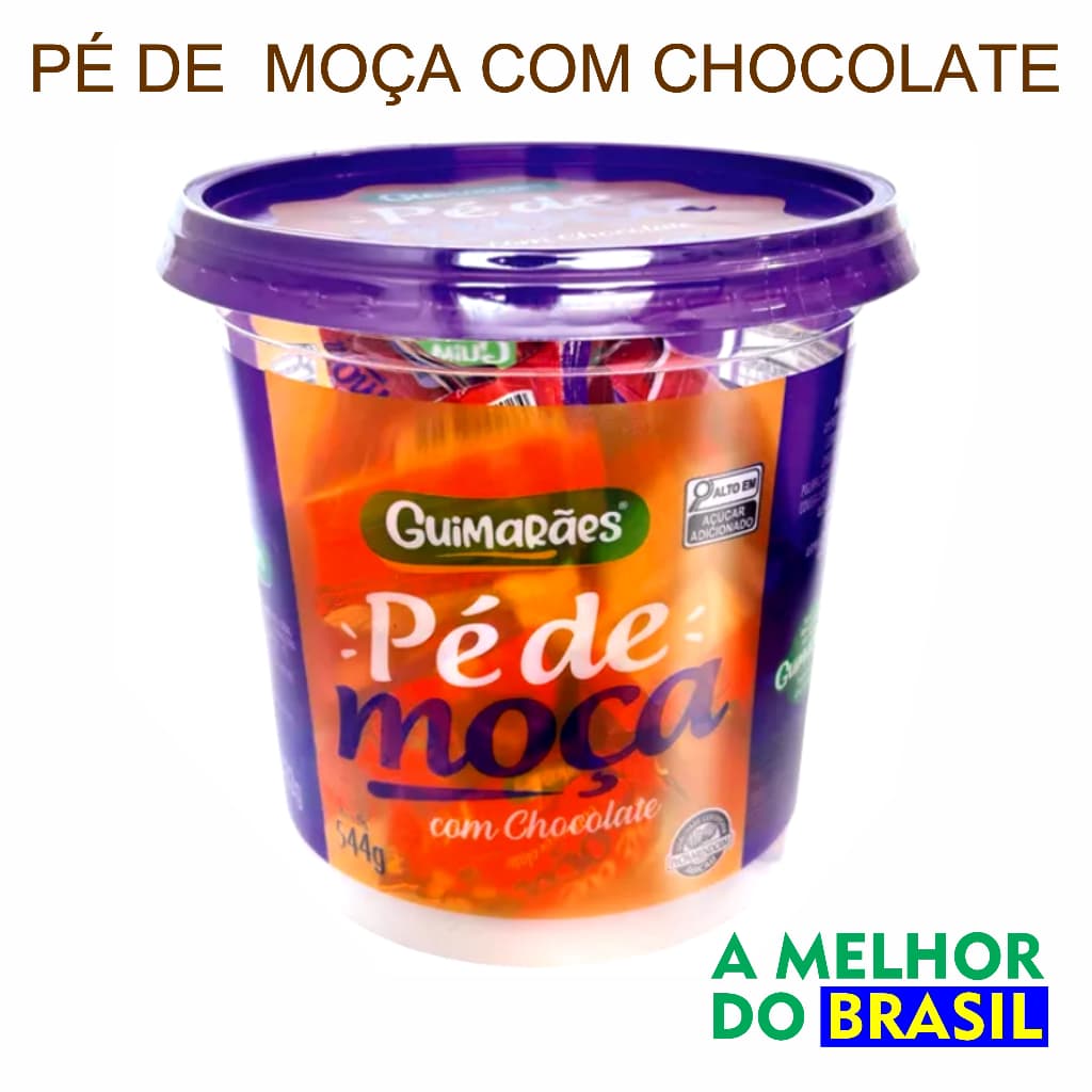 PÉ DE MOÇA COM CHOCOLATE POTE COM 17 UNIDADES COM 544G O MELHOR