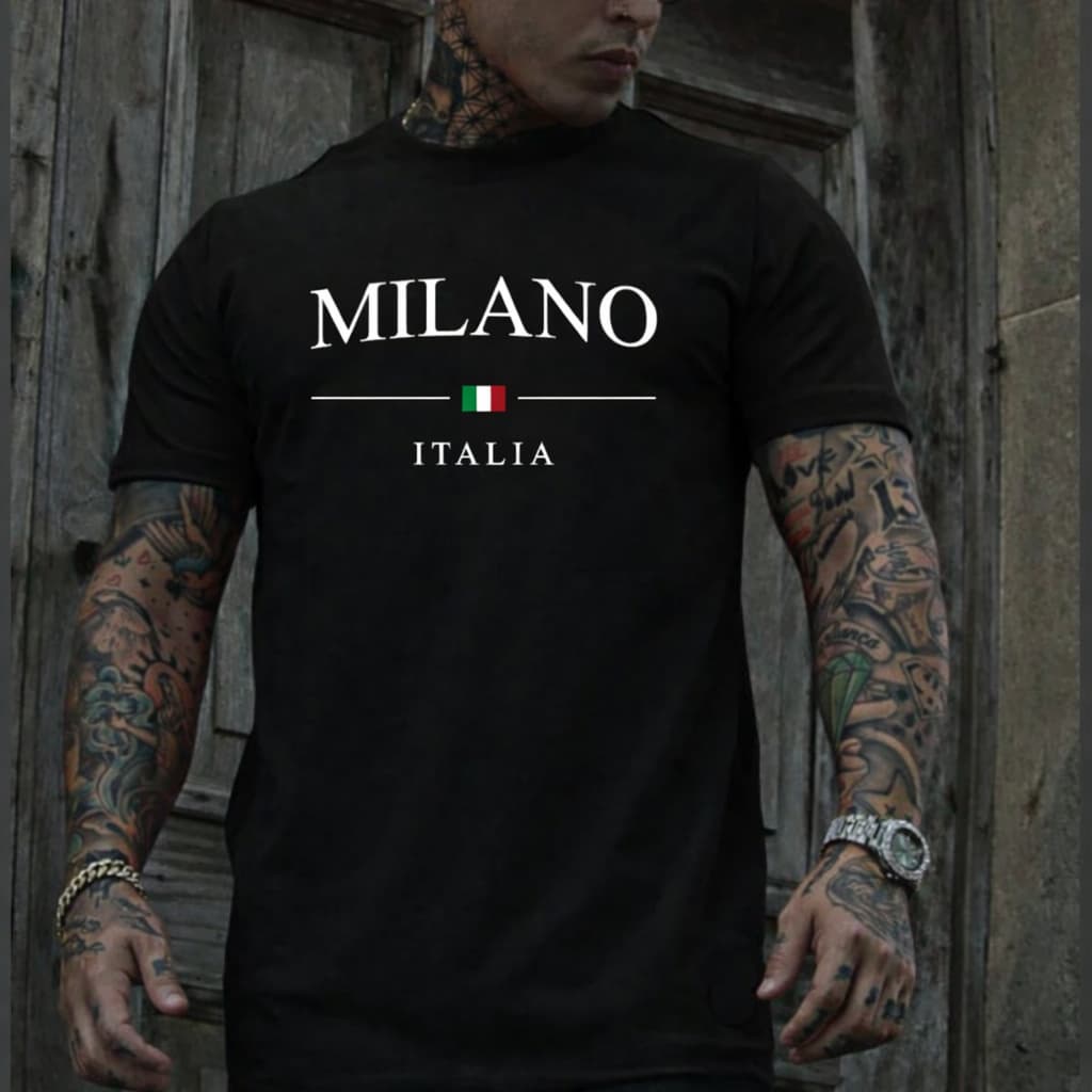 Camiseta Masculina Milano Itália Básica Premium Estilo Europeu fio 30.1
