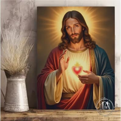 Quadro Decorativo Sagrado Coração Jesus Cristo Arte 40x60