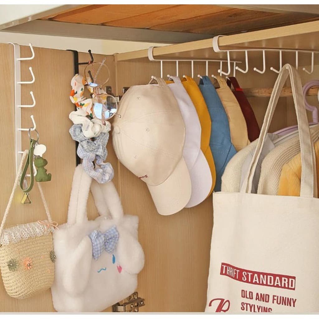 Kit 3 Ganchos adequados para cozinhas, guarda-roupas e estantes