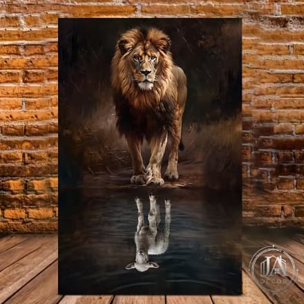 Quadro Decorativo Leão de Judá e Cordeiro Reflexo Religioso
