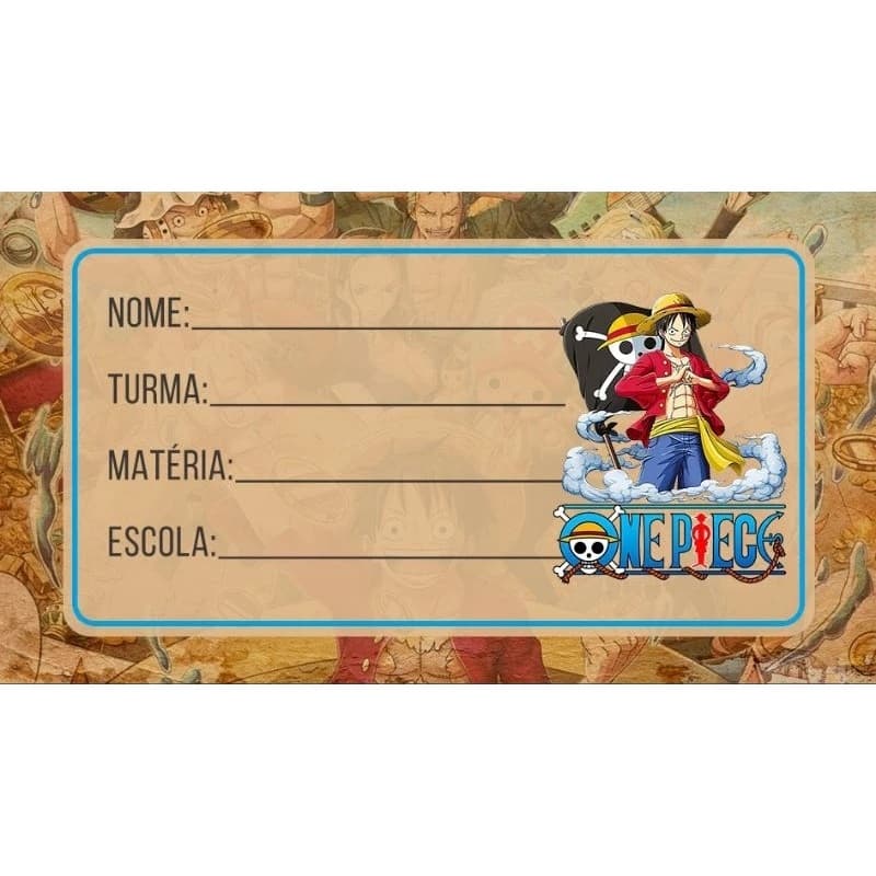 20 ETIQUETAS ESCOLAR ONE PIECE 2026 - KIT COM 20 ADESIVOS ESCOLAR DO ONE PIECE