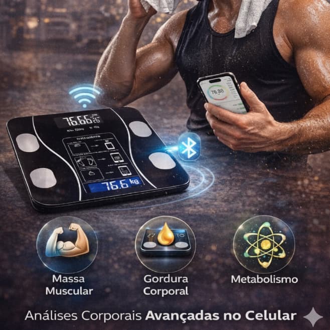 Balança Corporal Digital com Monitoramento de 12 Parâmetros de Saúde