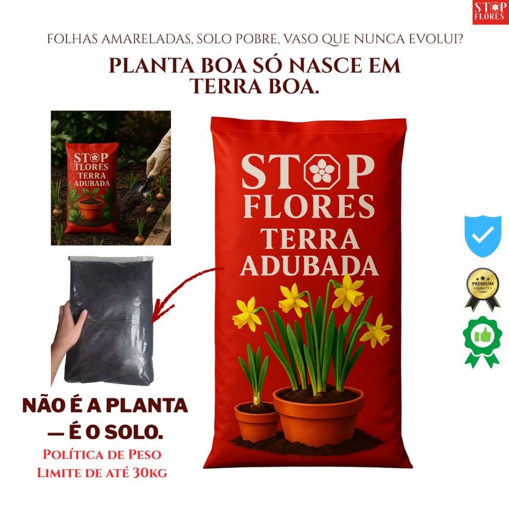 Terra Adubada 20KG para Decoração de Jardim – Plantas Fortes e Solo Fértil