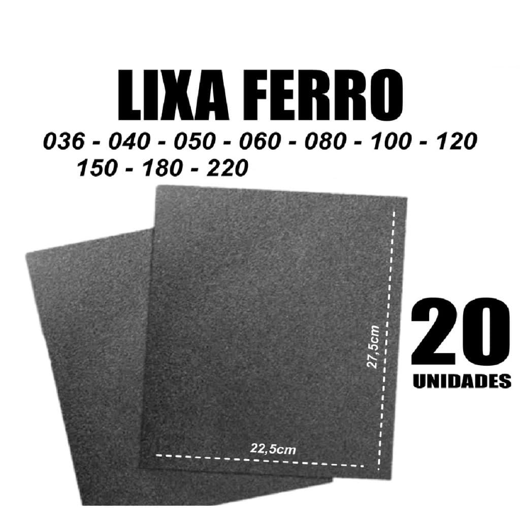 Kit Com 20 Lixas Ferro MARCA 3M GRÃO 36,40,50, 60, 80, 100, 120, 150, 180, 220