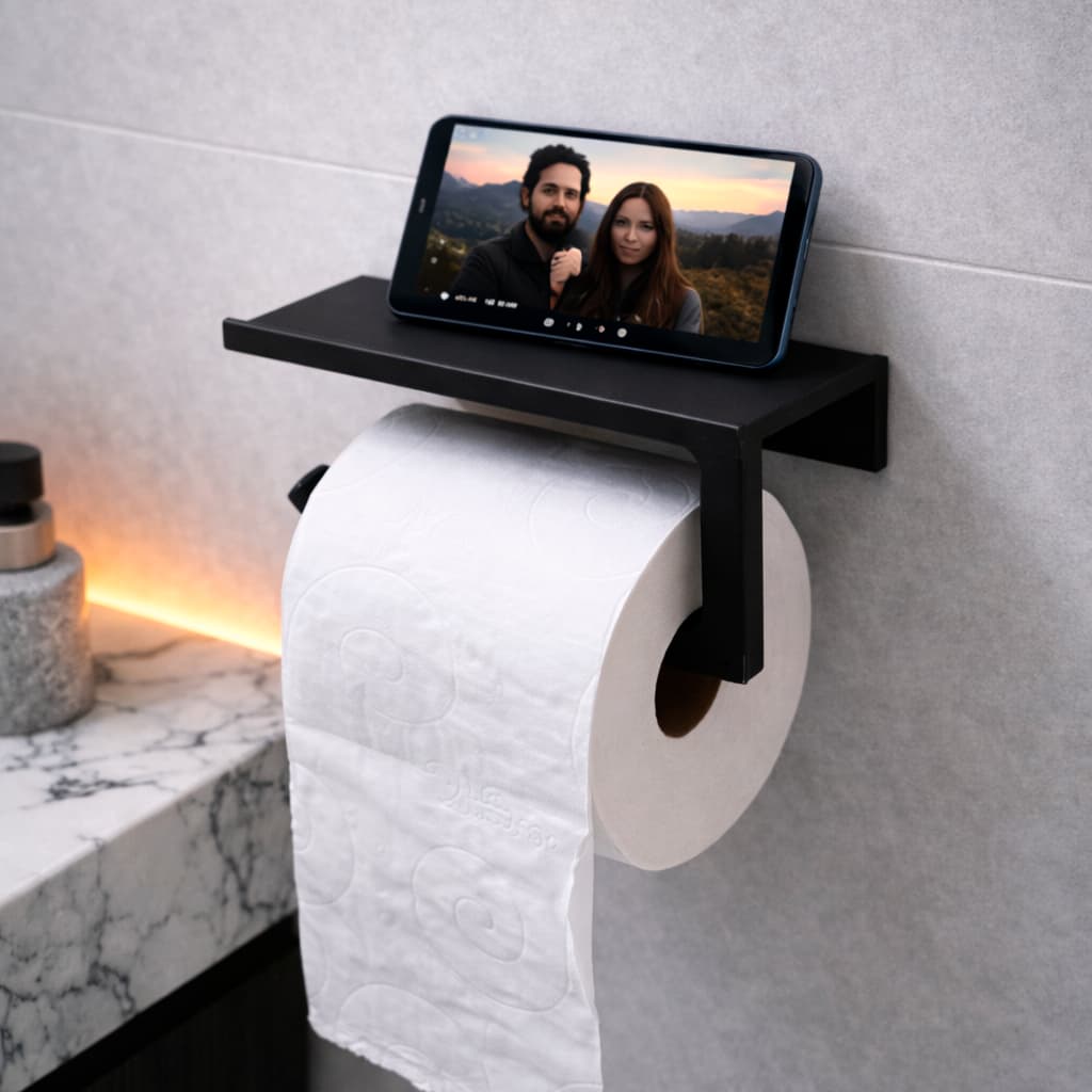 Porta Papel Higiênico De Parede Banheiro Suporte Para Celular No Banheiro Sem Furos Decoração