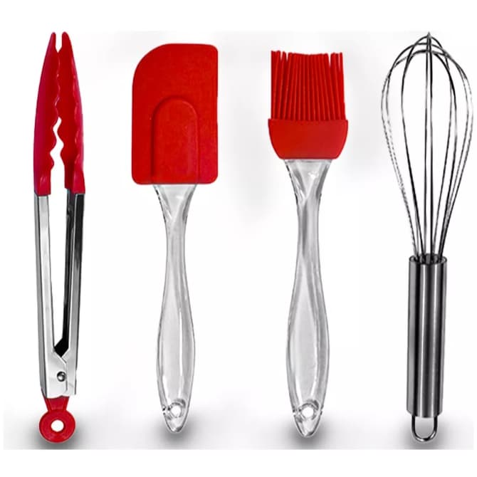 Kit Utensílios de Cozinha Silicone 4 Peças Hauskraft – Espátula, Colher e Concha
