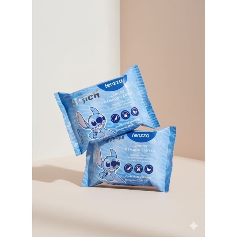 Lenço Demaquilante Umedecido Fenzza –  | Stitch | Princesa | Envio Imediato